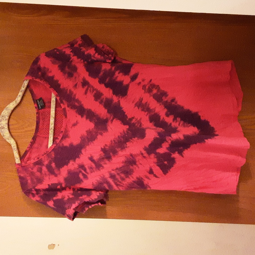 Faded Glory Walmart Pink Purple Tie Dye Lace back Woman's Large Shirt